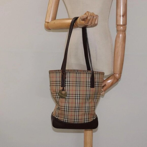 BURBERRY Nova Check Tote Bag Canvas Beige Auth BA1922 - Picture 3 of 16